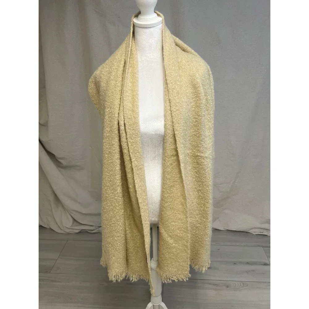 Quiet Luxury‎ Boucle Knit Boho Scarf Cream 76